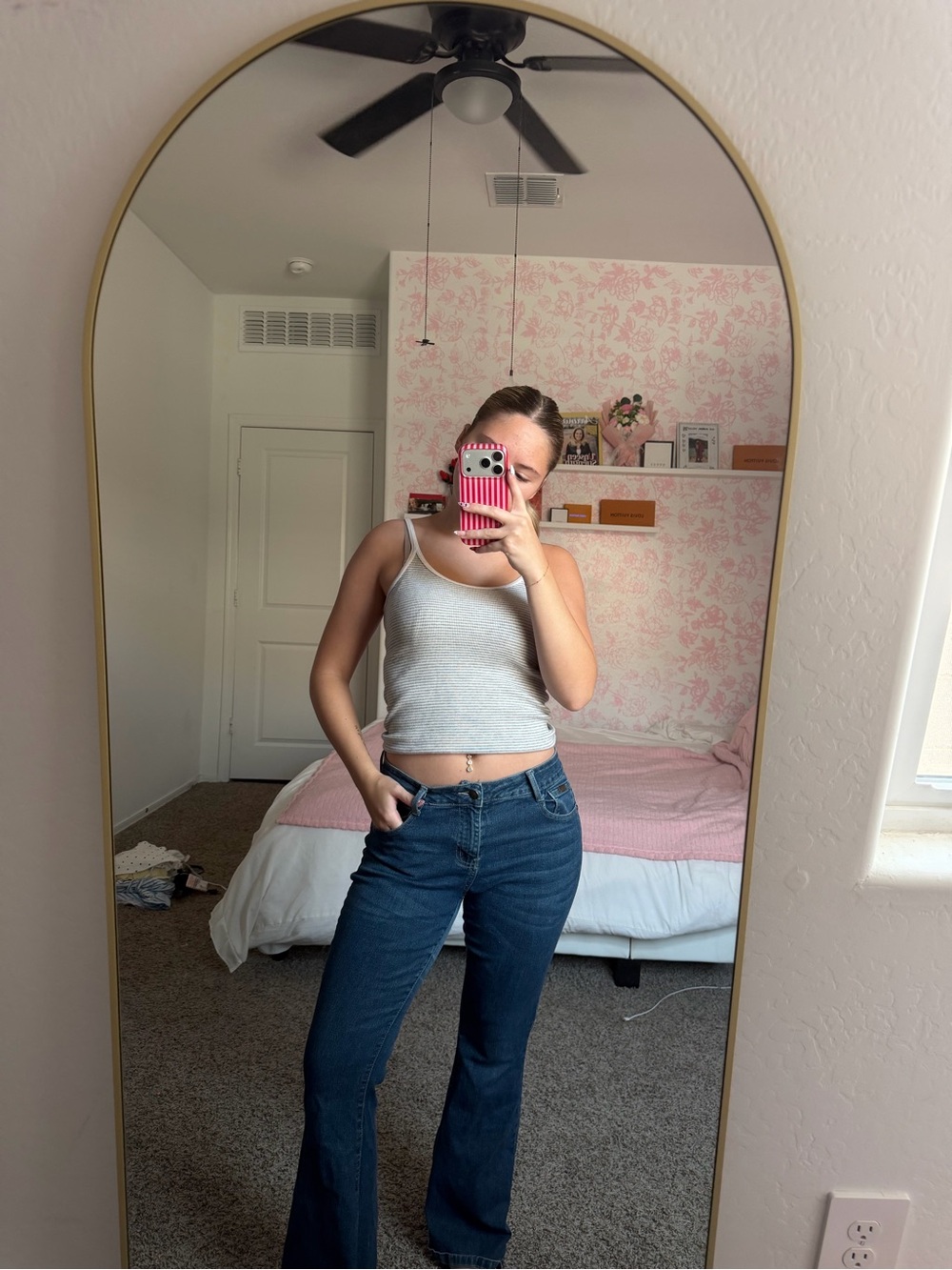 Classic High-Rise Dark Blue Bootcut Jeans - Women